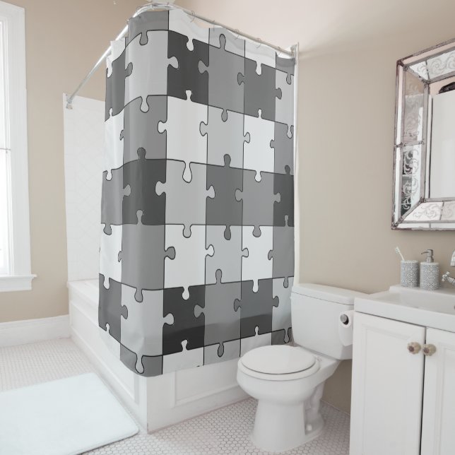 Rideaux De Douche Jigsaw Puzzle Gris Tons (En situation)