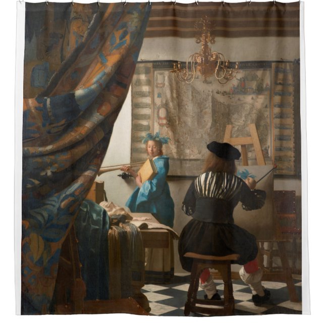 Rideaux De Douche Johannes Vermeer - L'Art De La Peinture (Devant)