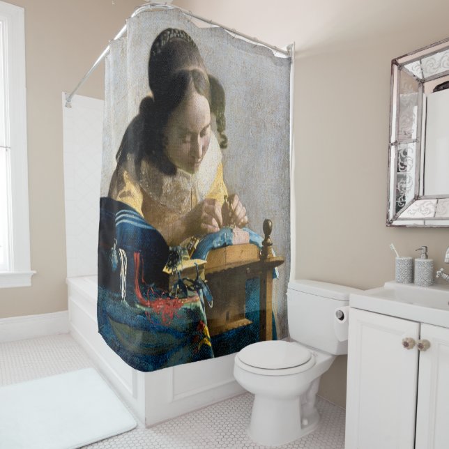 Rideaux De Douche Johannes Vermeer - Le Lacemaker (En situation)
