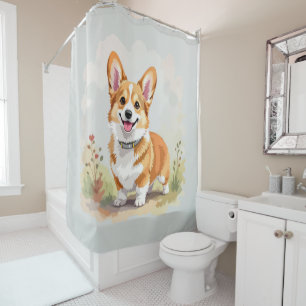 Rideaux De Douche Joli chien Pembroke Welsh Corgi rouge