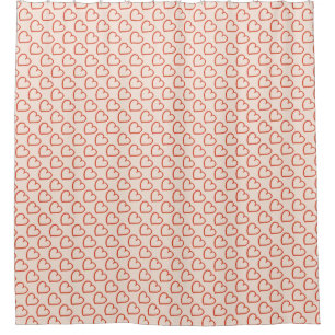 Rideaux De Douche Joli coeur motif rouge sur rose