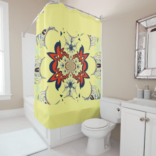 Rideaux De Douche Joli Cool fleuri extraordinaire design motif créme (En situation)