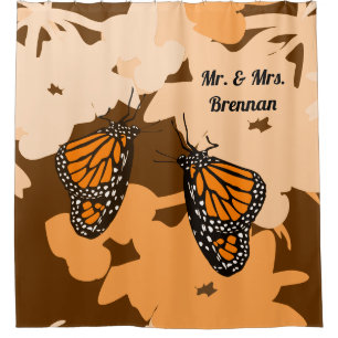 Rideaux De Douche Joli couple de papillons monarques orange M. et Mm