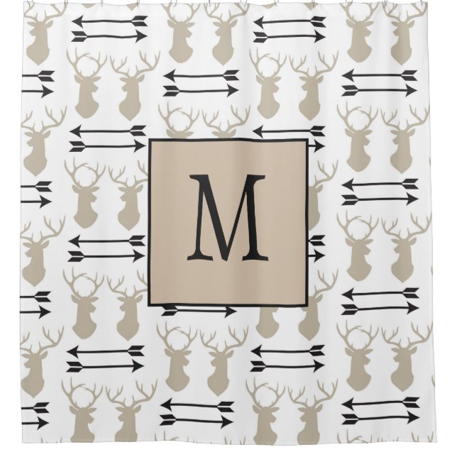 Rideaux De Douche Joli Deer Buck Monogramme initial (Devant)