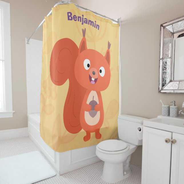 Rideaux De Douche Joli dessin animé d'écureuil roux (En situation)