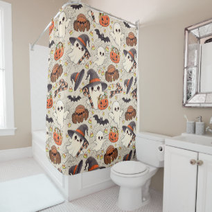Rideaux De Douche Joli fantôme de Halloween de style Kawaii
