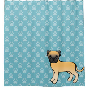 Rideaux De Douche Joli Faon de Dessin Animé Chien Bouledogue Mastiff