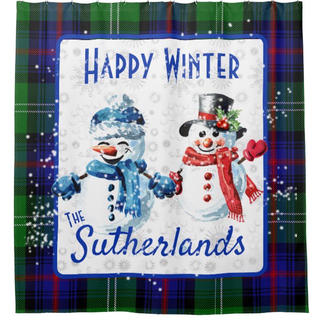 Rideaux De Douche Joli hiver des neigeurs de Sutherland Clan Tartan (Devant)