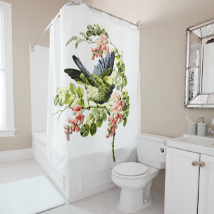 Rideaux De Douche Joli jeune perroquet dans un arbre en fleurs