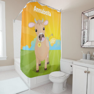 Rideaux De Douche Joli joli maillot de vache et dessin de fleurs