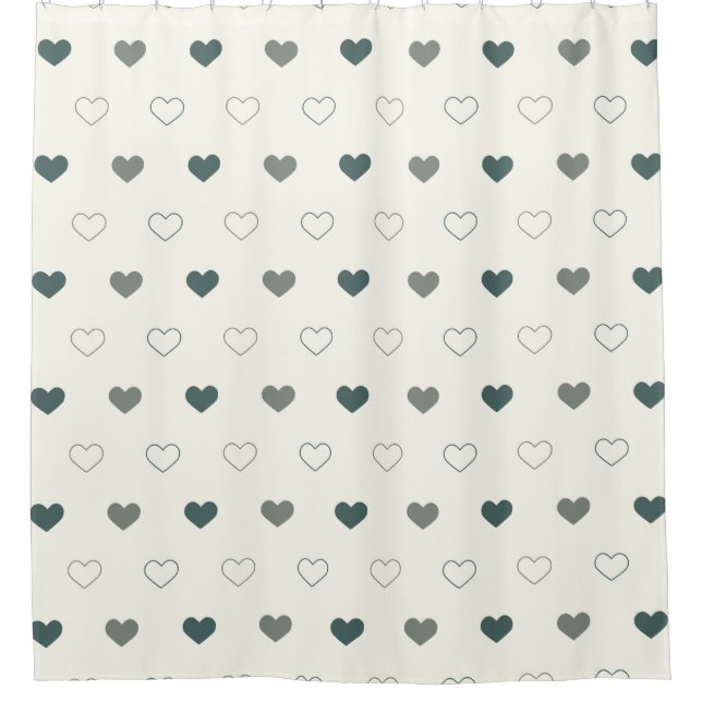 Rideaux De Douche Joli motif de cœur simple vert crème (Devant)