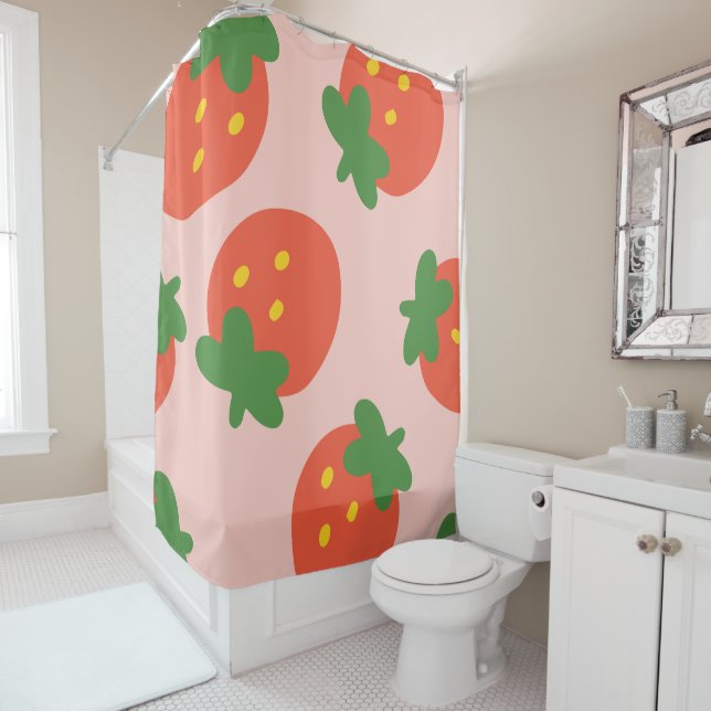 Rideaux De Douche Joli motif de fraise (En situation)