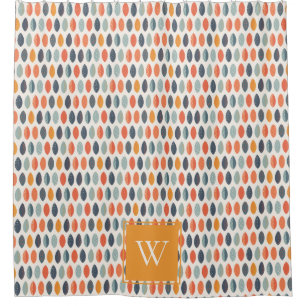 Rideaux De Douche Joli Motif de Monogramme Botanique Bleu Bleu Orang