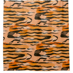Rideaux De Douche Joli motif de tigre transparent, couleur pêche