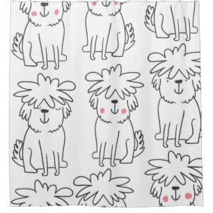 Rideaux De Douche Joli motif sans couture à main avec mignon doodé f
