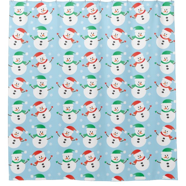 Rideaux De Douche Joli Noël Snowman Snowflake Motif (Devant)
