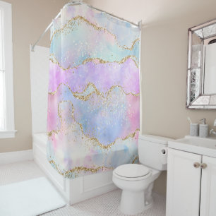 Rideaux De Douche Joli Pastel Agate Aquarelle de la veine Parties