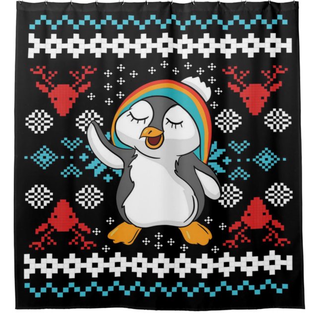 Rideaux De Douche Joli pingouin de Noël (Devant)