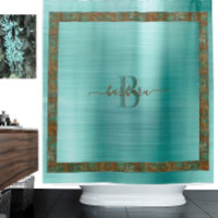 Joli Turquoise avec une bordure unique Monogramme