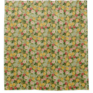 Rideaux De Douche Joli Vintage Floral Rose Motif Girly