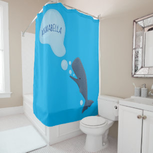 Rideaux De Douche Jolie baleine à sperme soufflant bulles dessin
