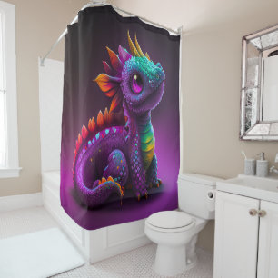 Rideaux De Douche Jolie œuvre d'art de lézard dragon violet coloré