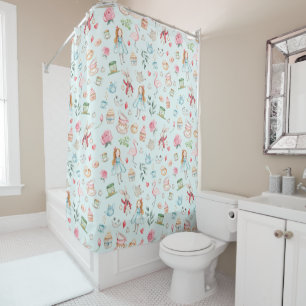 Rideaux De Douche Jolies Aquarelles Alice au Pays des Merveilles Fil