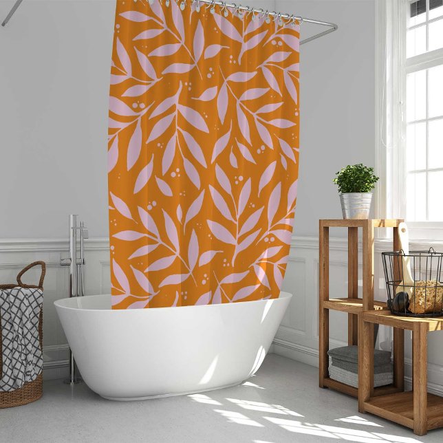 Rideaux De Douche Jolies branches - orange et rose (Créateur téléchargé)