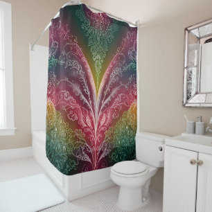 Rideaux De Douche Jolies feuilles colorées de rouges et de bleus