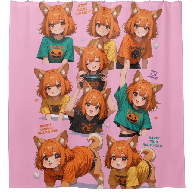 Rideaux De Douche Jolies Filles Renard Anime (Devant)