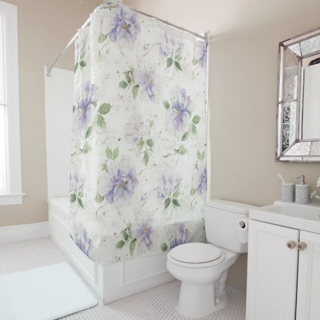 Rideaux De Douche Jolies fleurs de lavande violette (En situation)