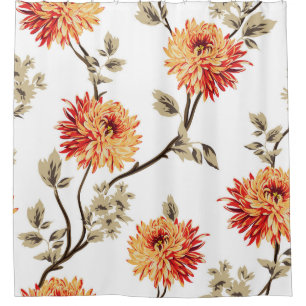 Rideaux De Douche jolies fleurs orange avec feuille brun motif de w