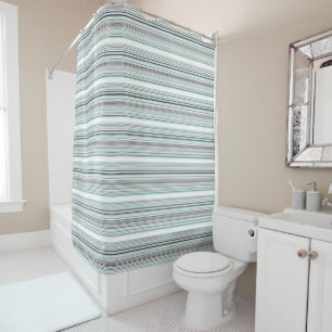 Rideaux De Douche Jolies rayures grises aqua