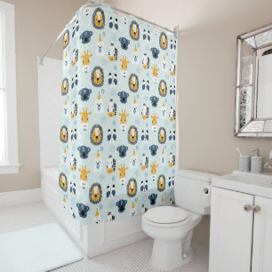 Rideaux De Douche Jolis visages d'animaux de safari scandinaves pour