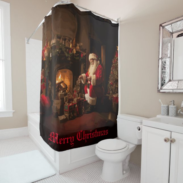 Rideaux De Douche Jolly Old Saint Nick (En situation)