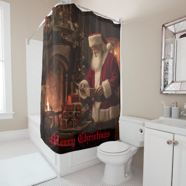 Rideaux De Douche Jolly Old Saint Nick (En situation)