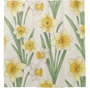 Rideaux De Douche Jonquille Floral de printemps en jaune et vert dou