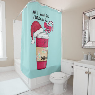 Rideaux De Douche Jote Red Santa Hat Café Sucre de canne Noël