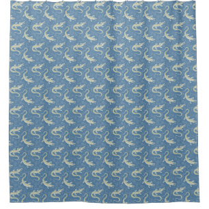 Rideaux De Douche Jouer Alligator Vert Paisley sur Bleu