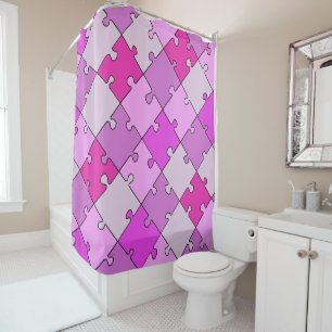 Rideaux De Douche Jouer Diagonal Jigsaw Énorme Pièces Roses