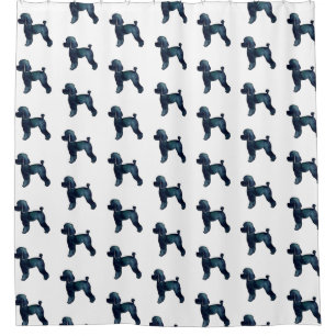 Rideaux De Douche Jouet Poodle Noir Aquarelle Silhouette