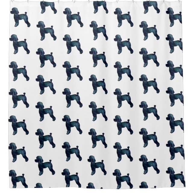 Rideaux De Douche Jouet Poodle Noir Aquarelle Silhouette (Devant)