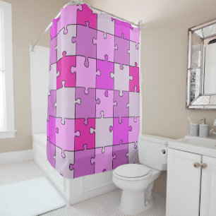 Rideaux De Douche Joueur De Jigsaw Immenses Pièces Roses