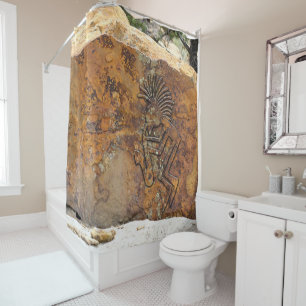 Rideaux De Douche Joueur de saxaphone Kokopelli Petroglyphe