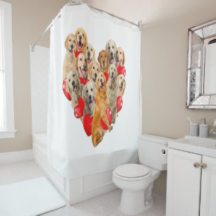 Rideaux De Douche Jour des Valentines Mignonnes Golden Retriever Chi