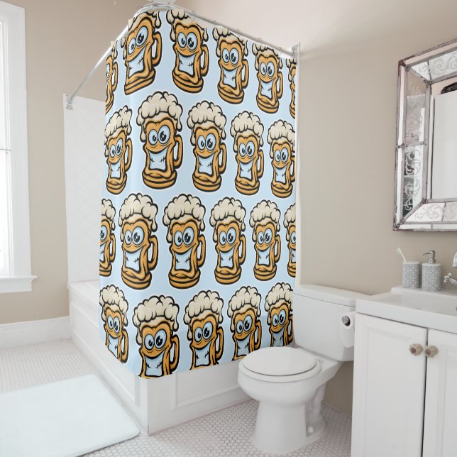 Rideaux De Douche Joyeuse Mug De Bière, Illustration Drôle (En situation)