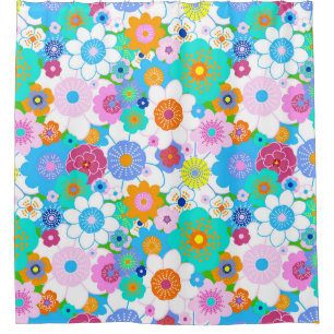 Rideaux De Douche Joyeuses fleurs vives colorées joyeux multicolore