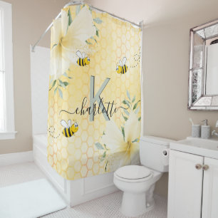 Rideaux De Douche Joyeux bosse abeilles jaune nid d'abeille script m