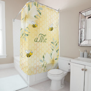 Rideaux De Douche Joyeux bourdon abeilles jaune monographie florale 