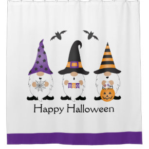 Rideaux De Douche Joyeux Gnomes d'Halloween violet orange